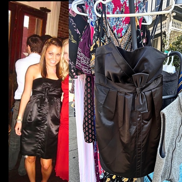 Max & Cleo Strapless Classic Little Black Dress with Bow Detail - Picture 1 of 6